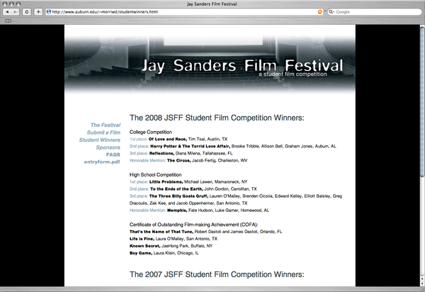 Jay Sander's Film Festival site